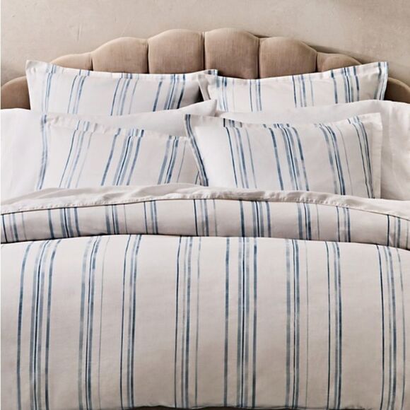 Sky Bristol Stripes Full/ Queen Duvet Set with 2 Standard Shams - Picture 3 of 9